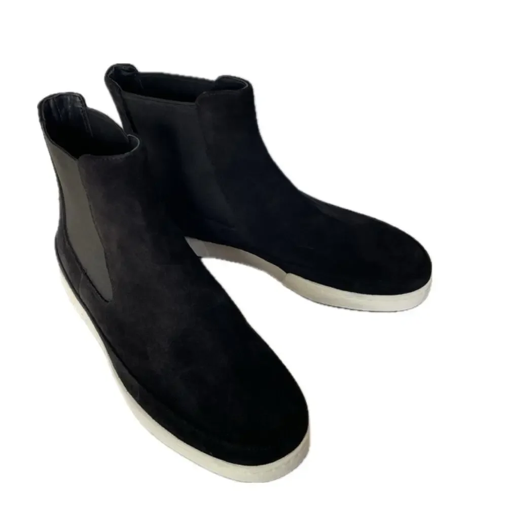 Vince Women’s Rhys Sneaker Boots Chelsea Suede Short Water Repellent sz 10 Black